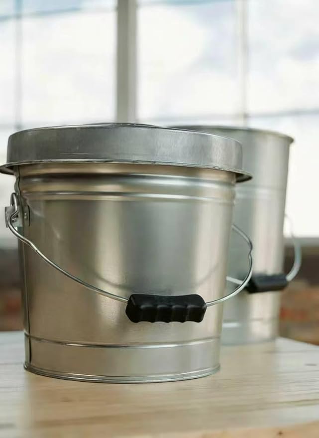 6-Gallon Galvanized Steel Storage Can - Locking Lid & Bail Handle, Metal Pet Food & Dry Goods Container for Indoor/Outdoor, Home, Garage and Barn Use