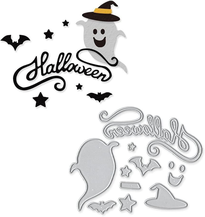 Metal Halloween Die Cuts - Ghost Bat Cutting Dies Embossing Stencil Template for Card Making Scrapbooking Paper Craft Album Stamps DIY Decor
