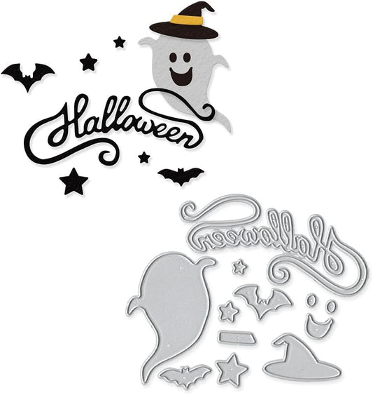 Metal Halloween Die Cuts - Ghost Bat Cutting Dies Embossing Stencil Template for Card Making Scrapbooking Paper Craft Album Stamps DIY Decor