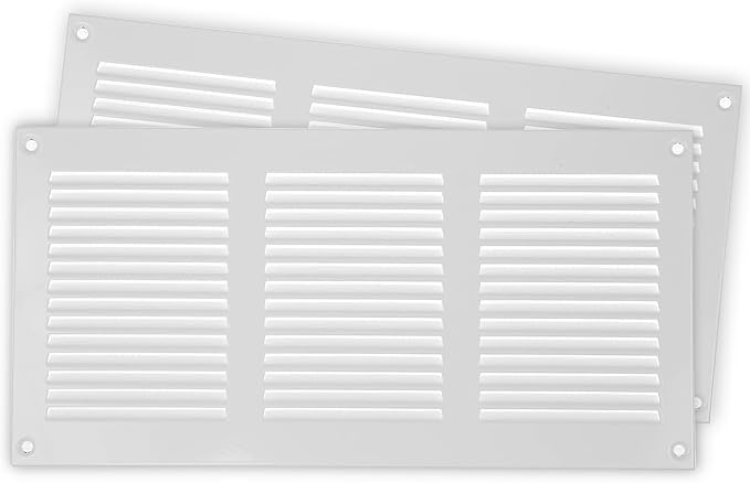 Repa Market 2-Pack 12x6 Inch Air Vent Cover/White Galvanized Steel Louvered Grill Cover with Mesh Screen/Wall or Ceiling Vent/Durable Flush Mount HVAC Register for Indoor and Outdoor Ventilation