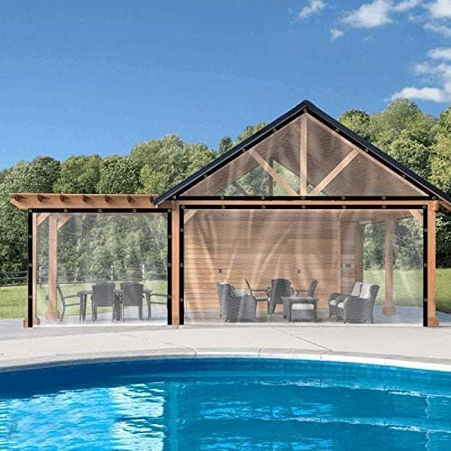 Covers & All Custom Clear Tarps Heavy Duty Waterproof Material, 18 oz Clear PVC Tearproof Tarpaulin, Available in Custom Sizes for Indoor & Outdoor Use