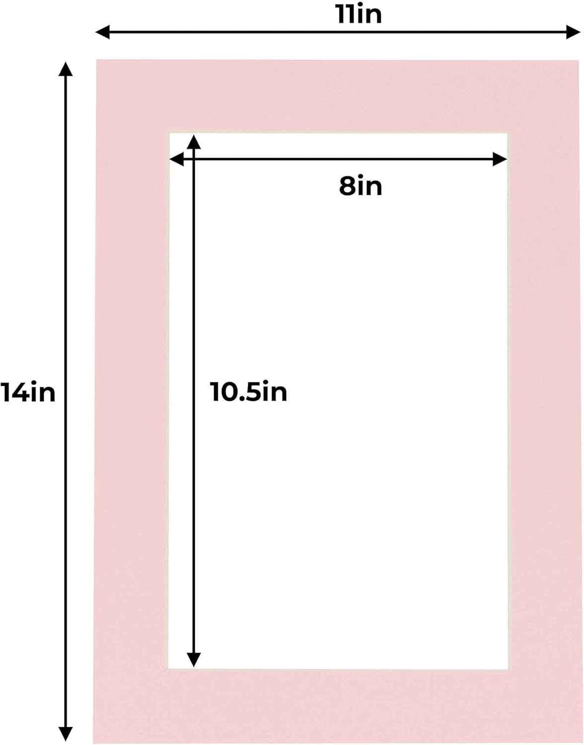 11x14 Mat for 8.5x11 Photo - Precut Soft Pink Picture Matboard for Frames 11 x 14 Inches - Bevel Cut Matte to Display Art 8.5 x 11 Inches - Acid Free Pack of 25 MATS with Backing Boards & Clear Bags