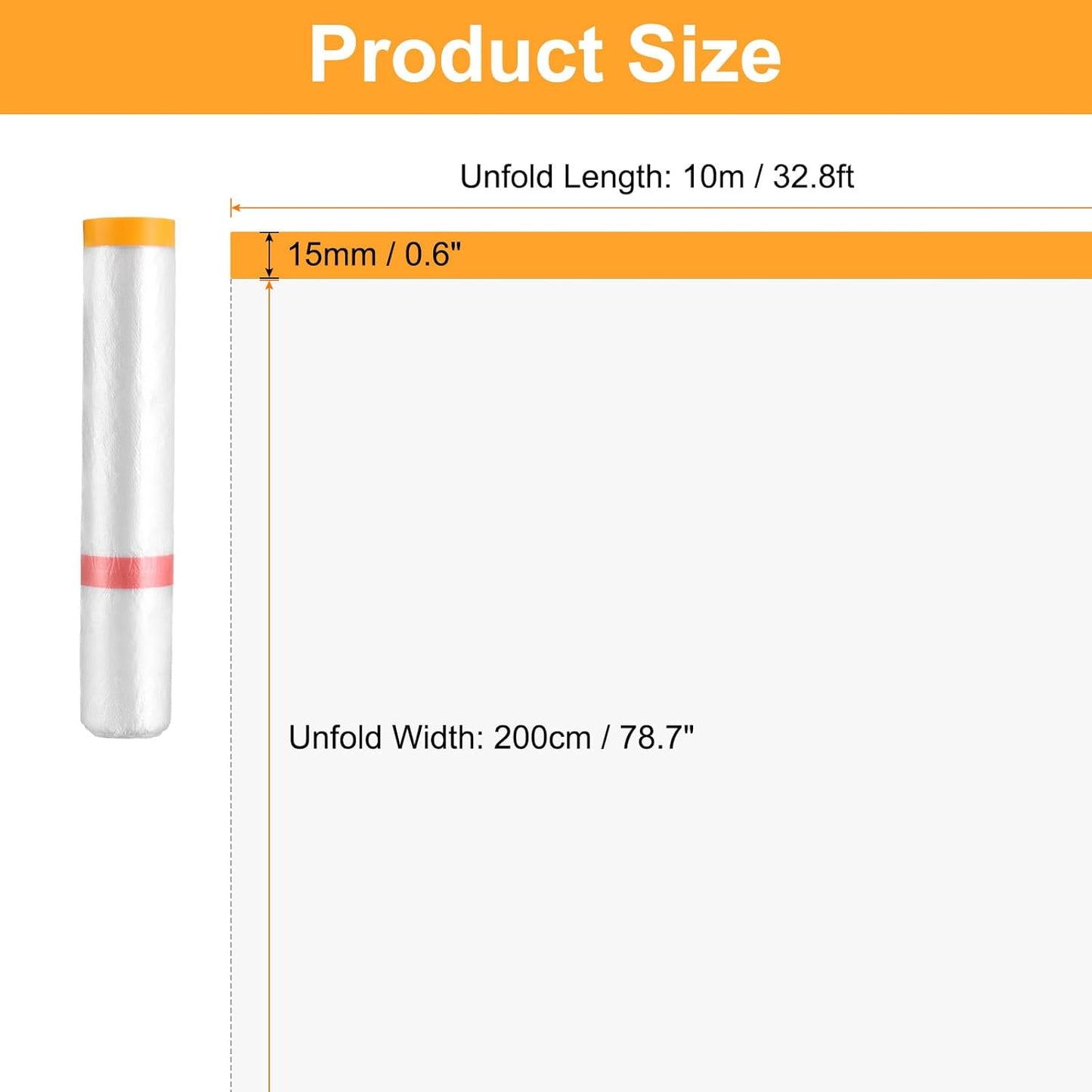 HARFINGTON Pre-Taped Masking Film 78.7" x32.8ft Double Adhesive Tape and Drape Painters Plastic Drop Cloth Film with Tape Plastic Sheeting for Automotive Painting Covering