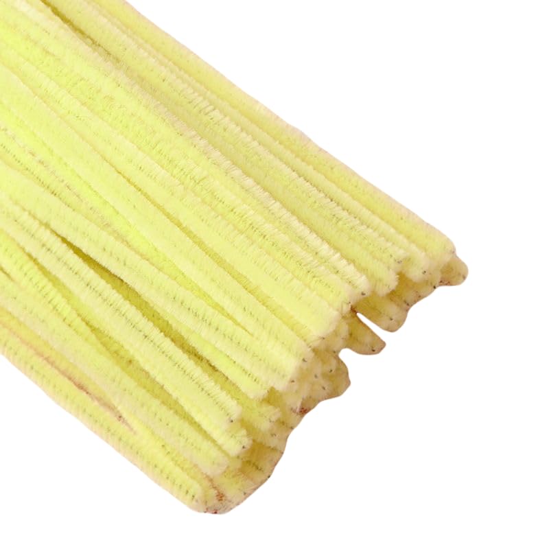 100 Pieces Pipe Cleaners Chenille Stem, Pastel Candy Color Pipe Cleaners Set for Pipe Cleaners DIY Arts Crafts Decorations, Chenille Stems Pipe Cleaners (Yellow)