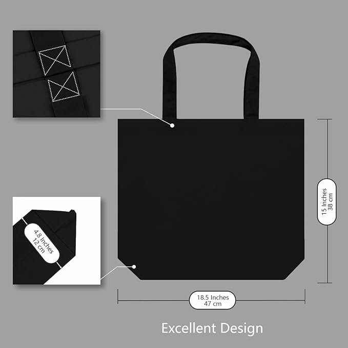 TOPDesign 6-Pack Super Strong Large 12oz Cotton Canvas Tote Bags, Reusable Grocery Shopping Cloth Bags, Fashionable Two-Tone Totes for Crafts, DIY Your Creative Designs