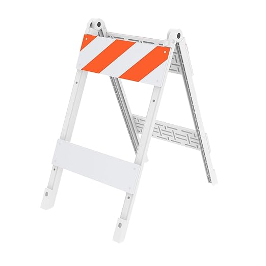 Type I Foldable Traffic Barricade, 1 Pack Folding Road Safety Sign with 8"x24" Top Panel with Film and 6"x24" Bottom Panel, Construction Warning Barrier