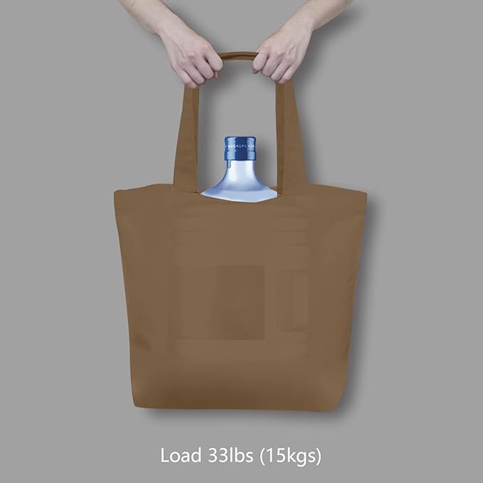 TOPDesign 1-Pack Super Strong Large 12oz Cotton Canvas Tote Bag, Reusable Grocery Shopping Cloth Bag, Fashionable Two-Tone Tote for Crafts, DIY Your Creative Designs