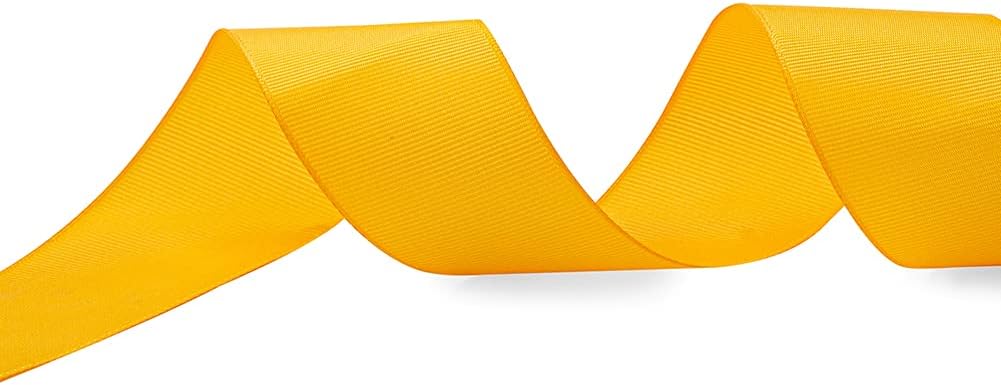LIUYAXI 1" X 50 Yards Solid Gold Grosgrain Ribbon, Perfect for Crafts, Wedding Decor, DIY Hair Accessories, Sewing, Gift Package Wrapping and More