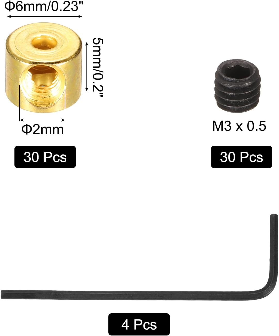MECCANIXITY 30 Pcs Metal Locking Pin Backs, Locking Pin Keepers Locking Clasp 5mm(H) with 4 Wrench Replacement in Storage Case for Badge, Brooch, Gold Tone