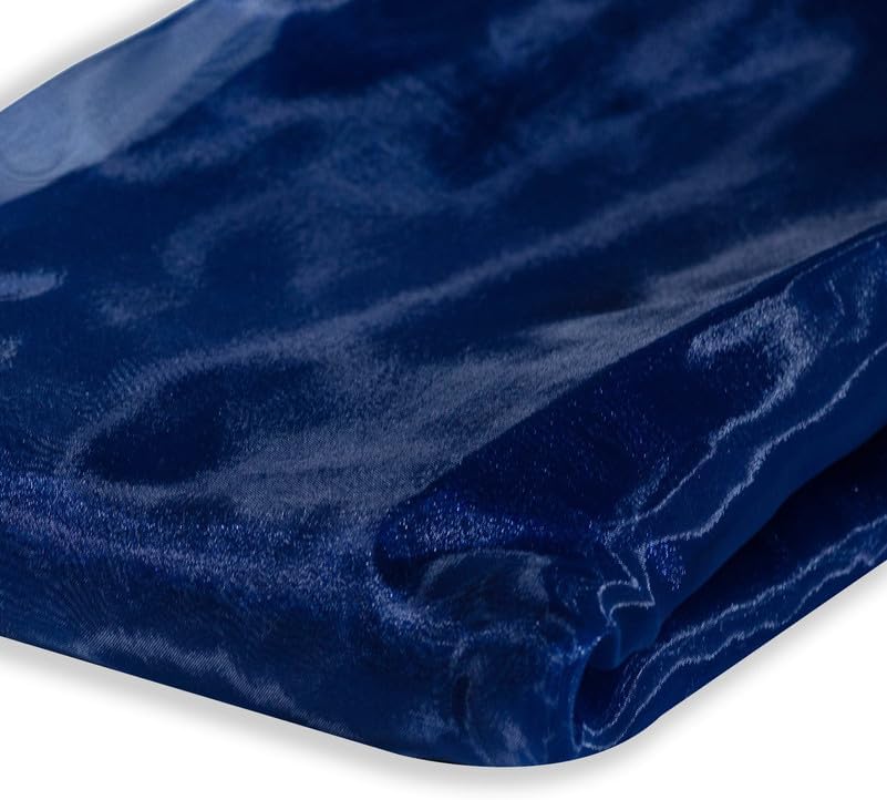 Fynite Navy Blue Organza Fabric by The Yard | 5 Yard Long | 44" Wide | Bridal Soft Sheer Organza Tulle for DIY Wedding Dress Fashion Craft Decorations