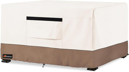 Fire Pit Cover Rectangular, Outdoor Heavy Duty 600D Tear-Resistant 100% Waterproof 48 Inch Fire Table Cover Rectangle, Patio Weatherproof Rectangular Fire Table Protector, Beige 48" L x 28" W x 24" H
