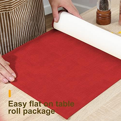 Waterproof Wipeable Table Runner, Farmhouse Dresser Runner, Rustic for Kitchen, Bedroom, Living Room, Indoor and Outdoor (60'', Red)