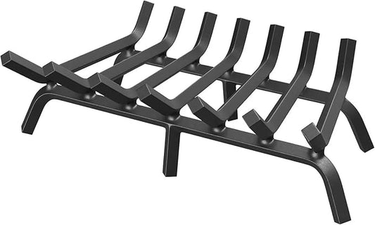 mestyl Fireplace Grate 24 Inch Heavy Duty Wrought Iron Fireplace Log Grate, 3/4" Bar Fire Grates, Firewood Log Burning Rack for Outdoor Wood Stove Pit & Fireplace Log Holder Indoor