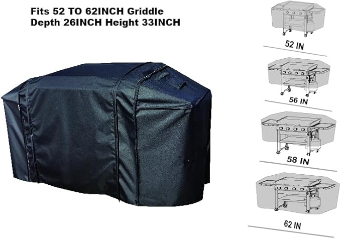 Extension Griddle Cover for All of 28" Griddle with Double Shelf Models,Waterproof 300D*300D Dyed Polyester with TPU Coating; Flat Top Gas Grill Cover, Black