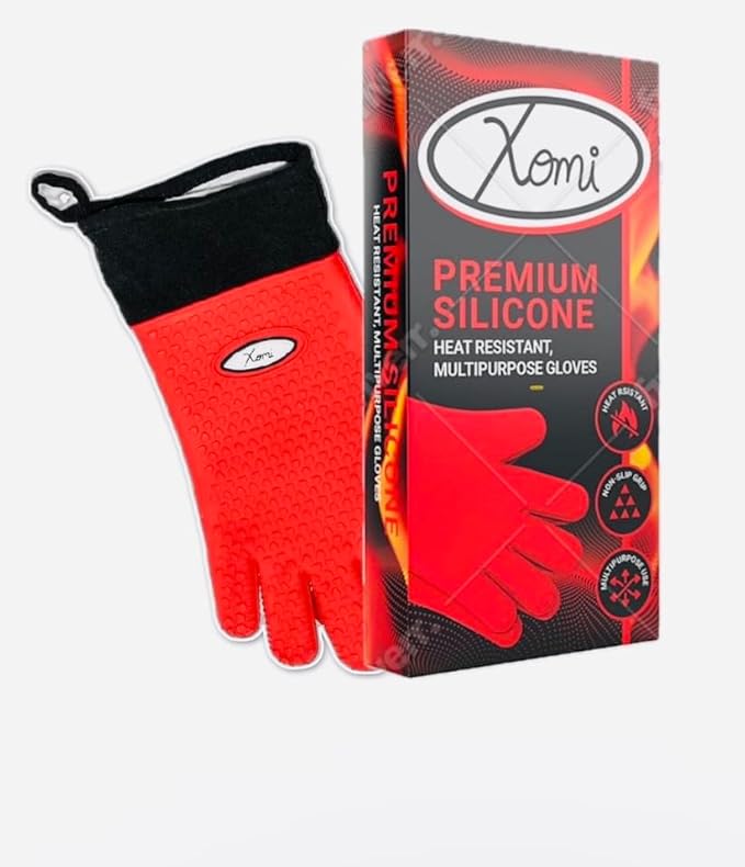 Xomi Premium Silicone Heat and Fire Retardant BBQ & Baking Gloves.