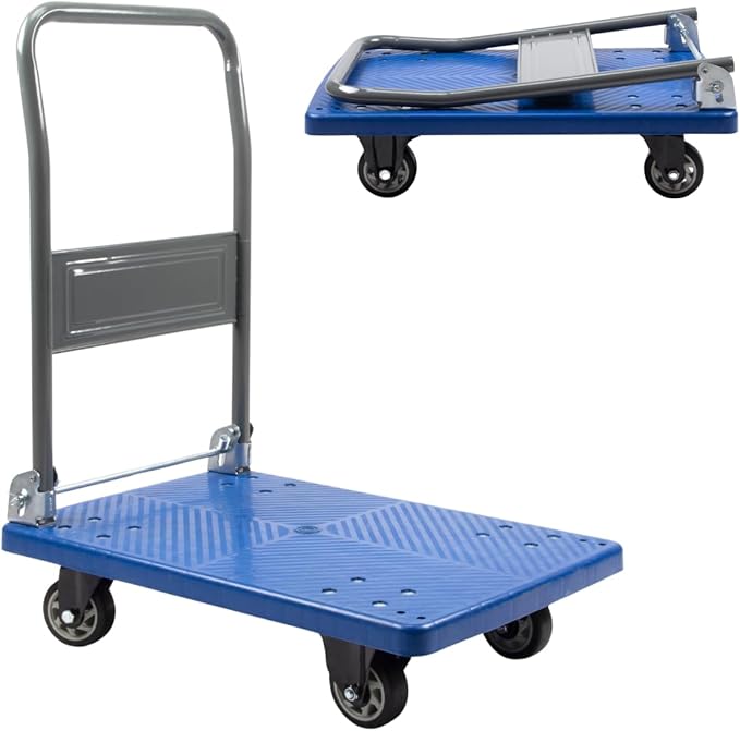 330 lbs Foldable Platform Truck Dolly with Swivel Wheels, Heavy Duty Moving Platform Hand Truck, 28 x 18 x 33.8 inches (PH150PVC)