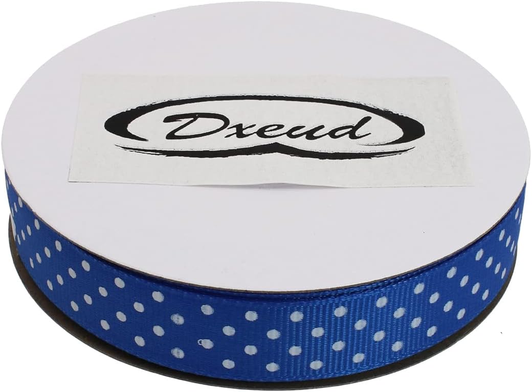 Polka Dot Grosgrain Ribbon 25 Yard Each Roll 100% Polyester (5/8", Royal Blue)