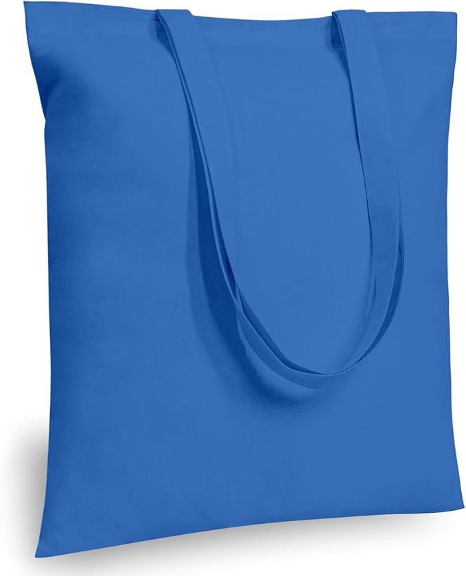 TOPDesign 24-Pack Economical 16"x15" Ocean Blue Cotton Tote Bags, Lightweight Medium Reusable Grocery Shopping Cloth Bags, Suitable for DIY, Advertising, Promotion, Gift, Activity
