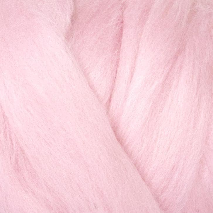 Colored Natural Wool roving, 8 OZ. Best Wool for Needle Felting, Wet Felting, handcrafts and Spinning. (Baby Pink)