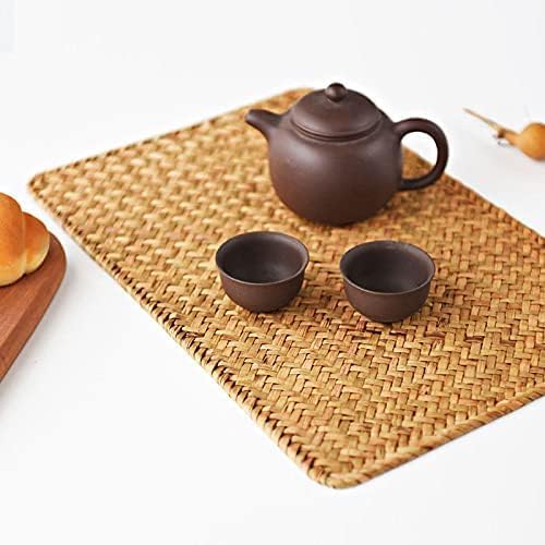 8 Pack Rectangular Woven Placemats, Rattan Wicker Table Mats, 17" x 12", Natural Seagrass Place Mats for Dining Table