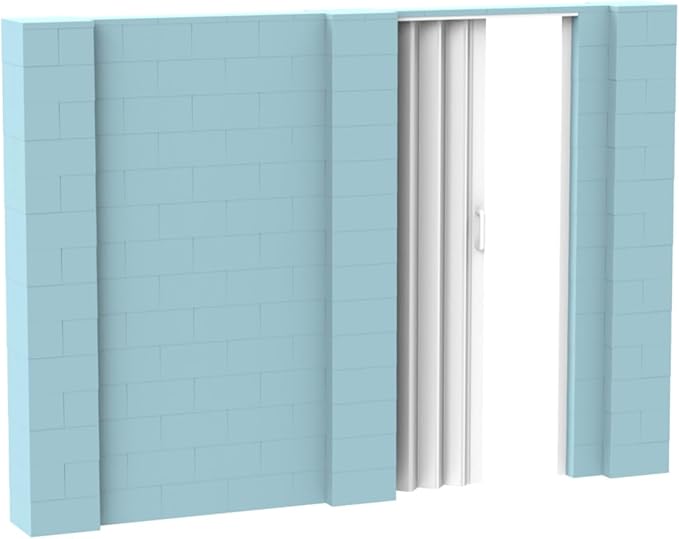 EverBlock 10’ x 7’ Wall Kit with Accordion Door | 3’ x 7’ Doorway | Modular Building Blocks | Wall Display System | Room Divider & Partition | Easy to Connect & Reuse | Indoor & Outdoor Use