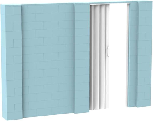 EverBlock 10’ x 7’ Wall Kit with Accordion Door | 3’ x 7’ Doorway | Modular Building Blocks | Wall Display System | Room Divider & Partition | Easy to Connect & Reuse | Indoor & Outdoor Use