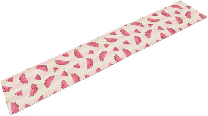 Fruits Table Runner, Tasty Summer Fruit Watermelon Stripes Fun Art Print Table Runner for Kitchen Dining Party Holiday Home 13x120in
