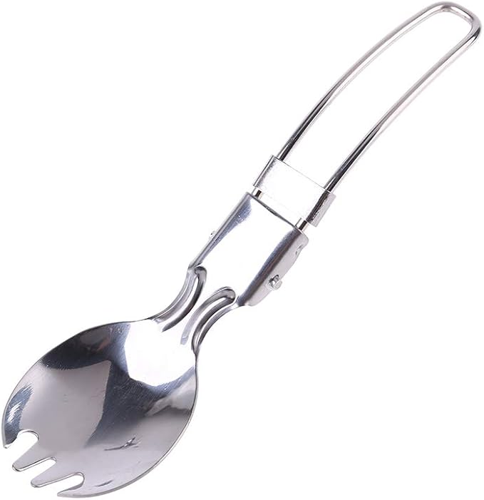 Spork Fork Spoon,Foldable Spork Fork Spoon Stainless Steel Hiking Camping Cook