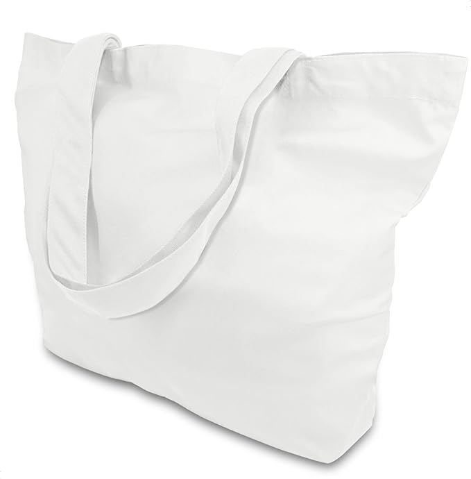 TOPDesign 12-Pack Super Strong Large 12oz Cotton Canvas Tote Bags, Reusable Grocery Shopping Cloth Bags, Fashionable Two-Tone Totes for Crafts, DIY Your Creative Designs
