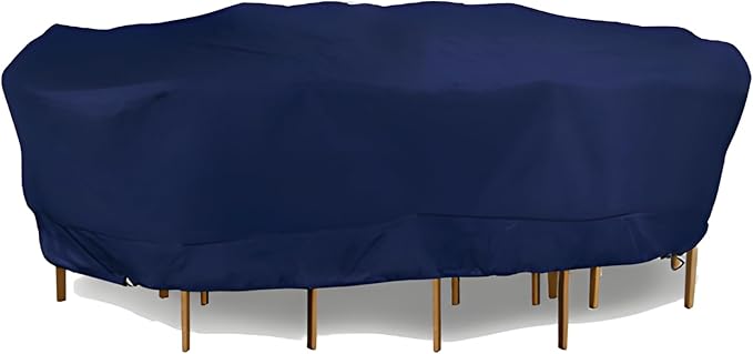 Eevelle Meridian Patio Oval Table Set Cover with Marine Grade Fabric - Outdoor Table Cover - Furniture Set Covers for Dining Table - Easy to Install - (30" H x 122" L x 78" W, Navy)