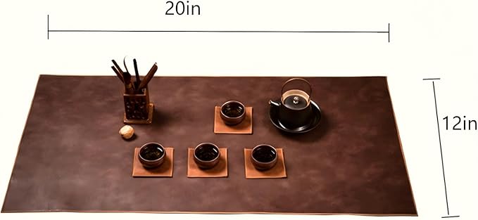 PU Leather Table Runner, 12x20 Inch Nightstand Cover，Waterproof & Heat Resistant Coffee Table Mat, Easy Wipe-Clean Vintage Tea Mat for Bedside or Living Room Decor