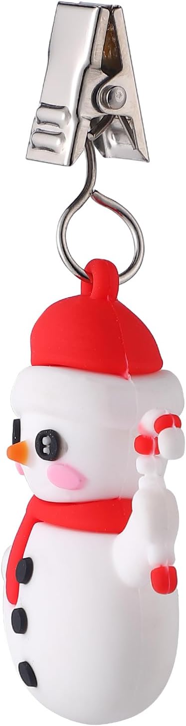 TwoFish Home Set of 4 Snowman Tablecloth Weights Clips Handicraft Snowman Tablecloth Clamps Pack of 4