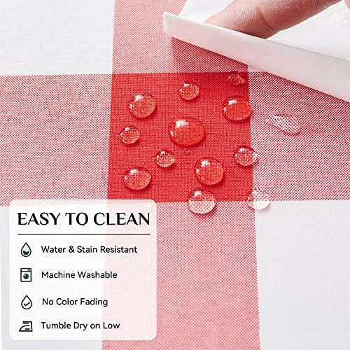 Softalker Gingham Checkered Tablecloth Rectangle - Outdoor Waterproof Buffalo Plaid Table Cloth, Stain Resistant Washable Table Cover for Picnic, Camping - Red and White, 2 Pack - 60 x 84 Inch