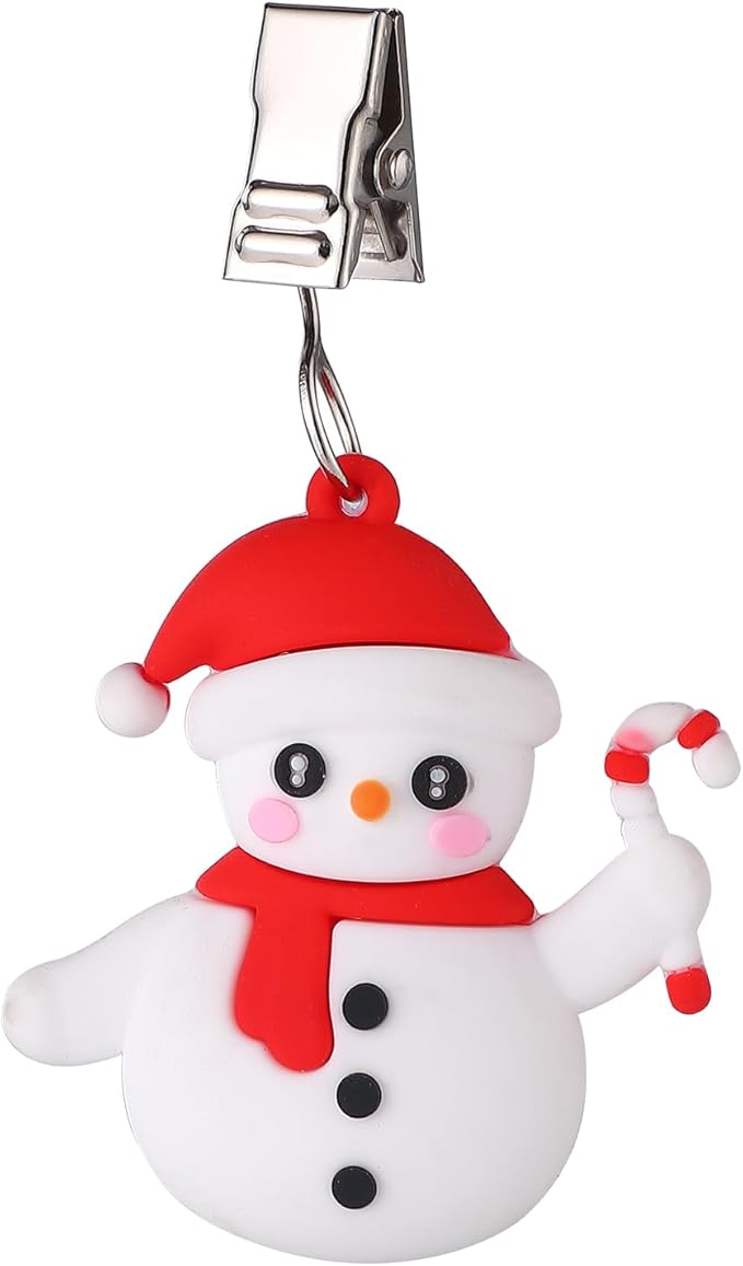 TwoFish Home Set of 4 Snowman Tablecloth Weights Clips Handicraft Snowman Tablecloth Clamps Pack of 4