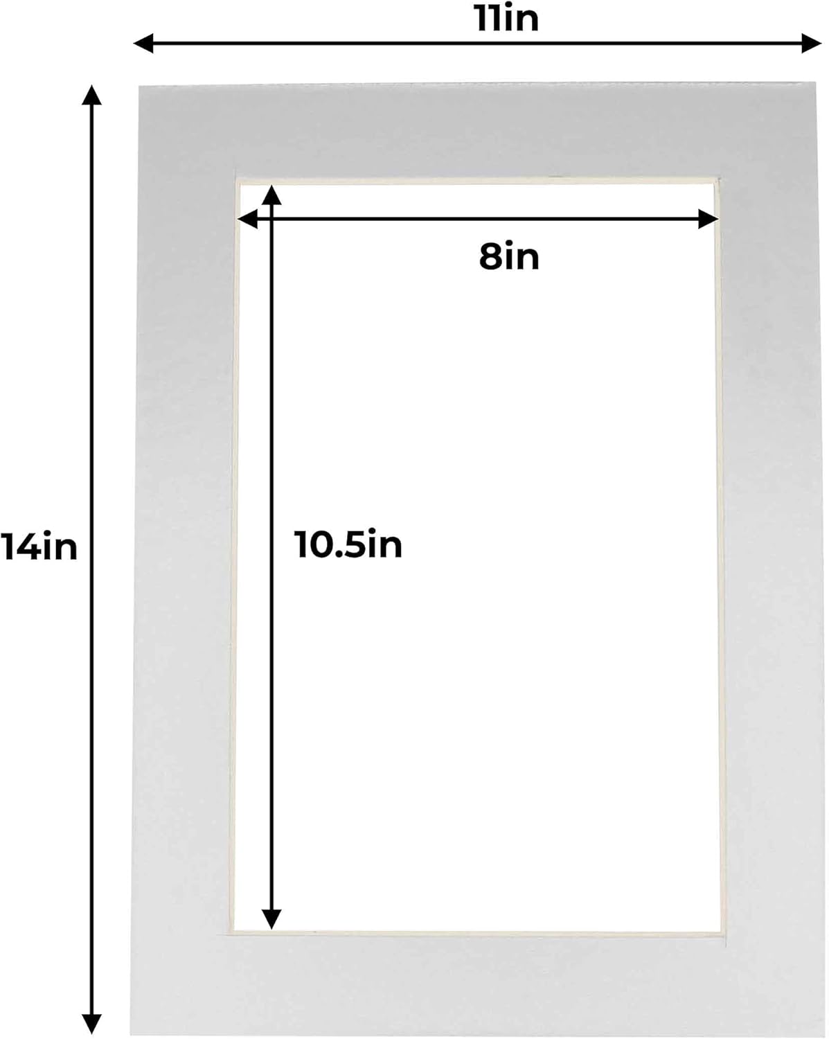11x14 Mat for 8.5x11 Photo - Precut Metallic Silver Picture Matboard for Frames 11 x 14 Inches - Bevel Cut to Display Art 8.5 x 11 Inches - Acid Free Pack of 25 MATS with Backing Boards & Clear Bags