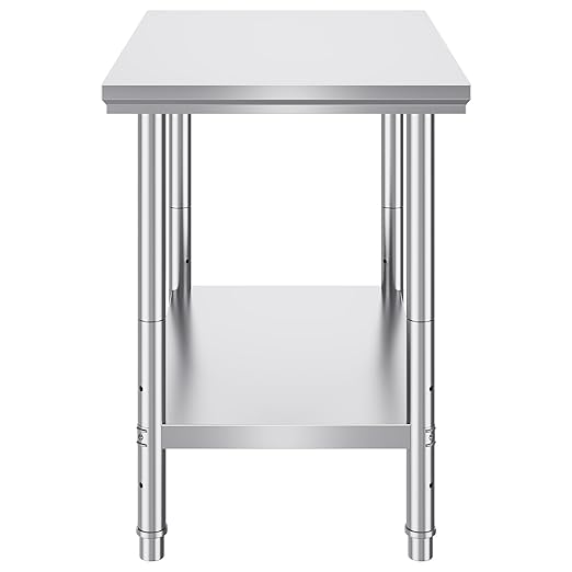Vevor Stainless Steel 900x600x800 mm Commercial Kitchen Prep & Heavy Duty Metal Work Table with Adjustable Feet for Restaurant, Home and Hotel : Industrial & Scientific