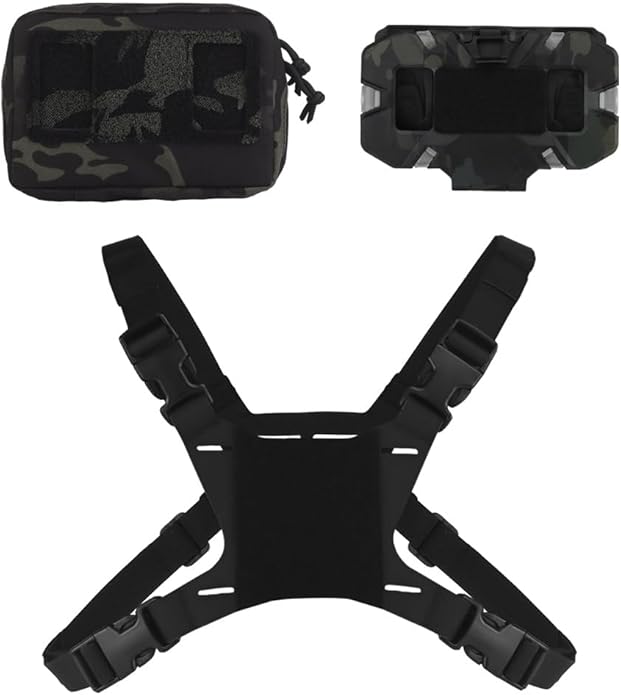 FoldPanel Tactical Chest Vest Pouch Set, Chest Rig Phone Mount as 4.7-6.7" Phone Plate Carrier Accessory with Pouch Cover