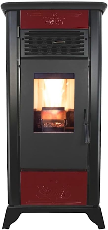 Freedom Stoves Independence PS21 Pellet Stove: Freestanding Heater with Battery Backup & Wi-Fi, Heats up to 1800 sq ft, Red Vintage Edition
