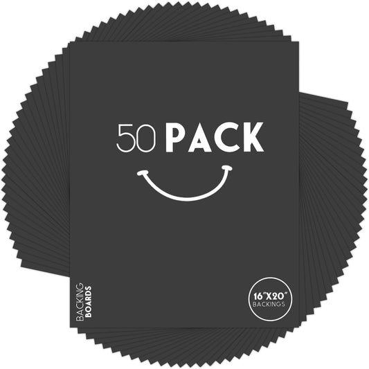 Golden State Art, 16x20 Uncut Photo Mat Matboard - Black Uncut Mats for DIY Projects, Presentation Boards, Art Crafts (50 Pack)