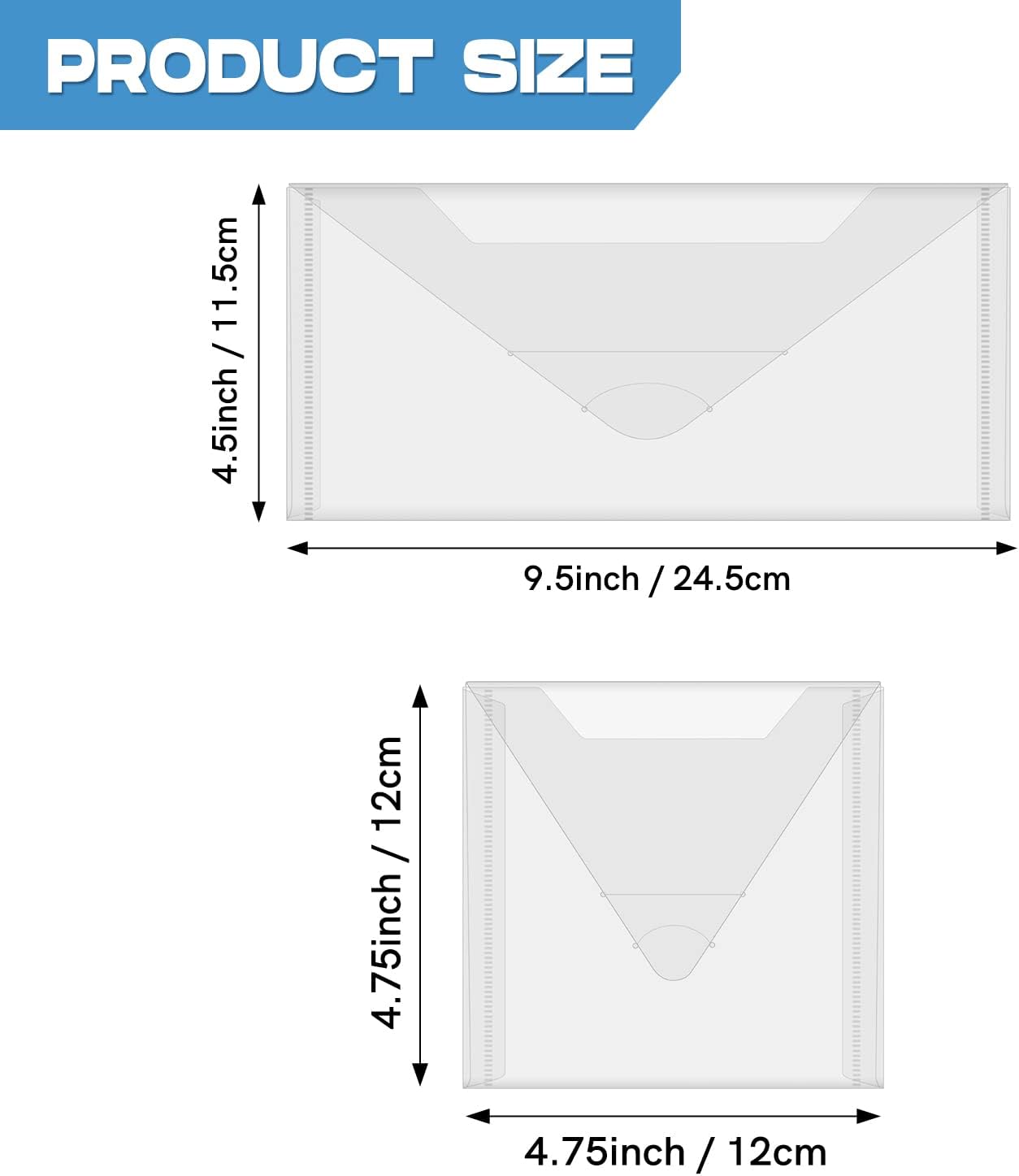 BAOFALI 20 Pieces Clear Die & Stamp Plastic Storage Bag, Resealable Large Envelope Pocket for DIY Scrapbooking Paper Card Craft Making and Cutting Dies Stencil (4.75"x4.75";4.5"x9.5")