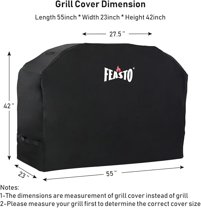 BBQ Grill Cover, 55 Inch Heavy Duty Waterproof Gas Grill Cover with Adjustable Velcro Strap, Anti-UV, Fade Resistant, Fits for Weber, Char Broil, Nexgrill, Royal Gourmet (55"L x 23"W x 42"H)