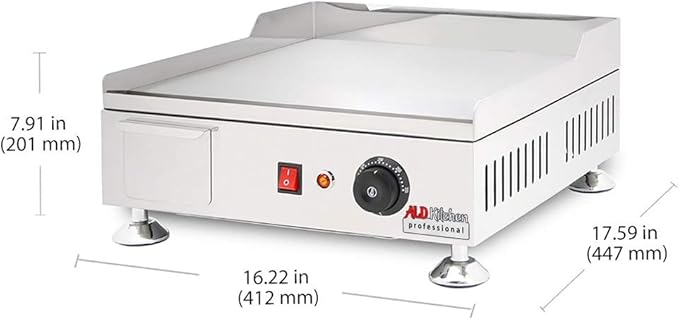 ALDKitchen Flat Top Griddle | Teppanyaki Grill with Dual Thermostat | No plug | 110V (16.00’ x 18.00’)