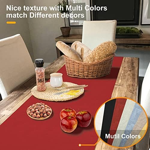 Wipeable Table Runner, Thick Farmhouse Runner, Rustic for Kitchen, Bedroom, Living Room, Indoor and Outdoor (36'', Red)