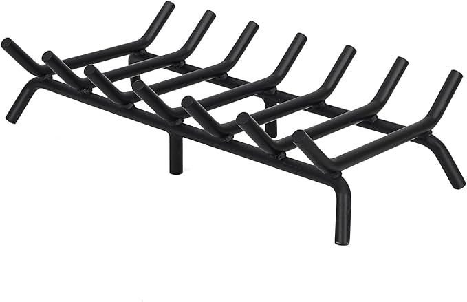 STBoo Fireplace Grate 24inch Heavy Duty - Fireplace Log Holder | Fire Place Grate Cast Iron | Wood Stove Wrought Rack | Firewood Log Fire Pit Tray for Indoor & Outdoor Kindling Tool Camping Cooking
