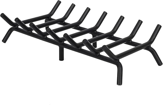 STBoo Fireplace Grate 24inch Heavy Duty - Fireplace Log Holder | Fire Place Grate Cast Iron | Wood Stove Wrought Rack | Firewood Log Fire Pit Tray for Indoor & Outdoor Kindling Tool Camping Cooking