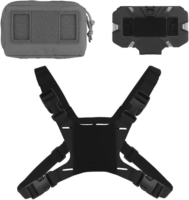 FoldPanel Tactical Chest Vest Pouch Set, Chest Rig Phone Mount as 4.7-6.7" Phone Plate Carrier Accessory with Pouch Cover