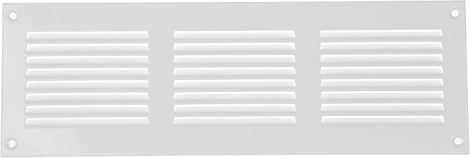 Repa Market 12x4 Inch Air Vent Cover/White Galvanized Steel Louvered Grill Cover with Mesh Screen/Wall or Ceiling Vent/Durable Flush Mount HVAC Register for Indoor and Outdoor Ventilation