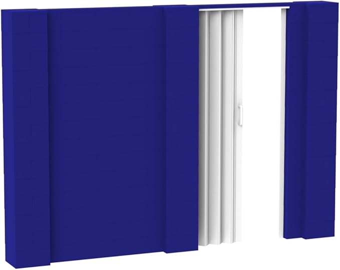 EverBlock 10’ x 7’ Wall Kit with Accordion Door | 3’ x 7’ Doorway | Modular Building Blocks | Wall Display System | Room Divider & Partition | Easy to Connect & Reuse | Indoor & Outdoor Use | Blue