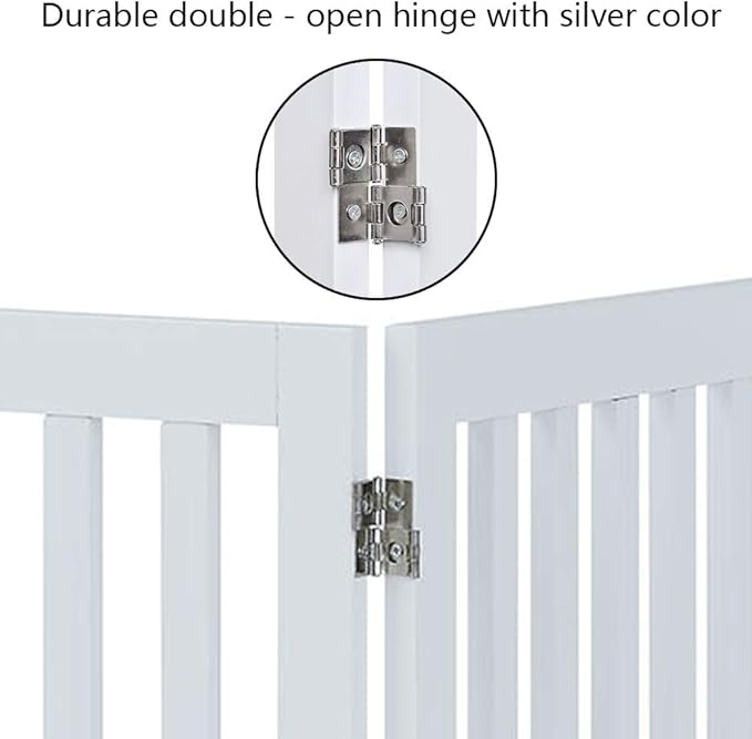 unipaws 36”H Free Standing Pet Gate for Dog Cat, Tall Wooden Dog Gates for Doorway, Stairs, Foldable Pet Fence for The House, Expandable Barrier, Indoor Use, White