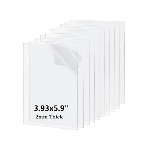 10 Pack 3.93x5.9 Clear Acrylic Sheet 2mm Thick, Clear Plexiglass Sheet 10x15cm, Plastic Plexiglass Board Acrylic Board for Wall Crafts Glass Picture Frame DIY Projects Signs and Painting
